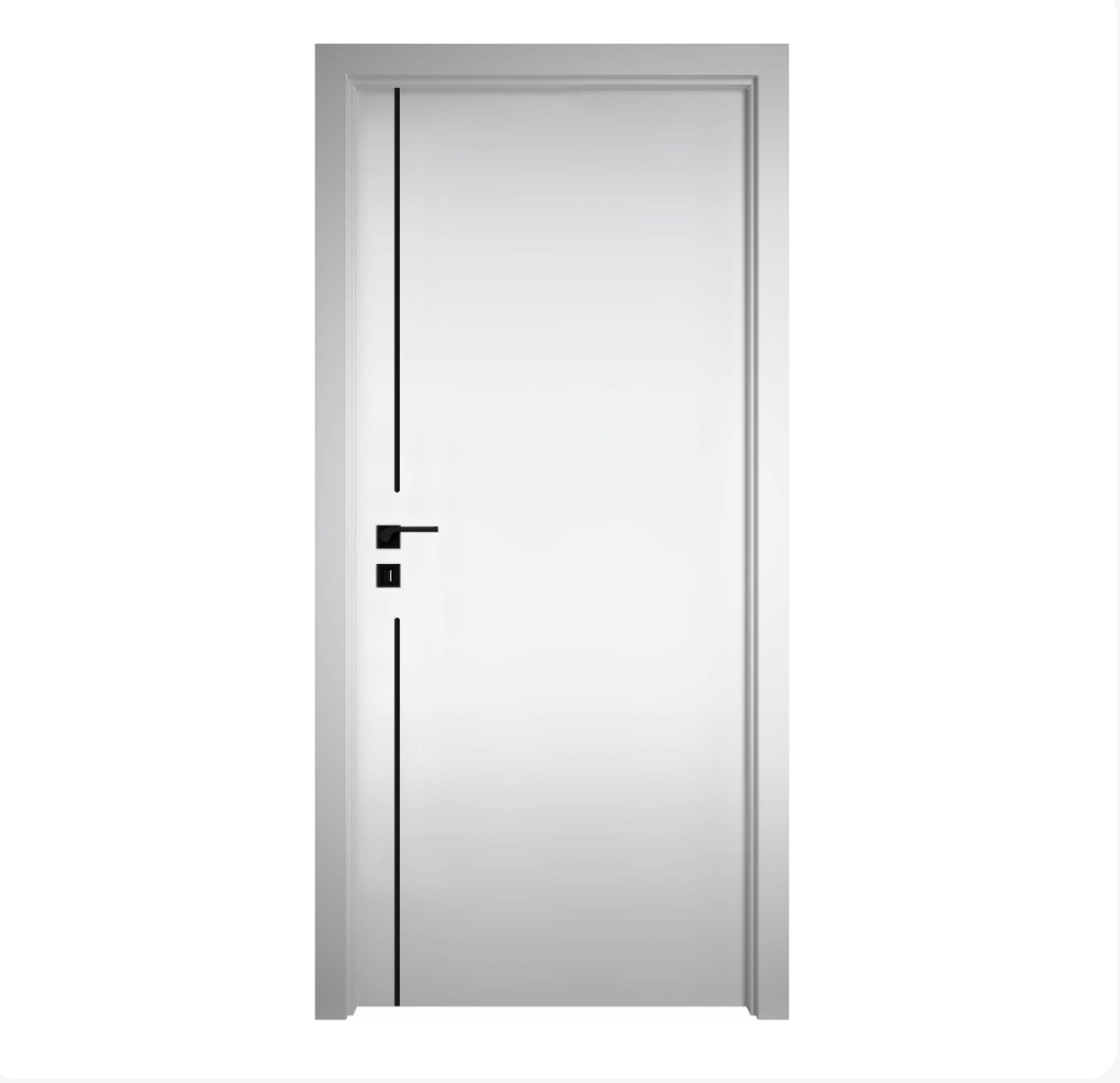 Sobna vrata, RAL TON BIJELO LAKIRANO, sa V crnim ukrasnim metalnim letvicama. Sobna vrata, RAL TON BIJELO LAKIRANO, sa V crnim ukrasnim metalnim letvicama.